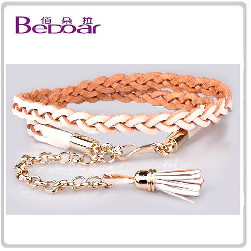 First layer of cowhide tassel knitted belly chain women's genuine leather belly chain belt decoration belt female strap