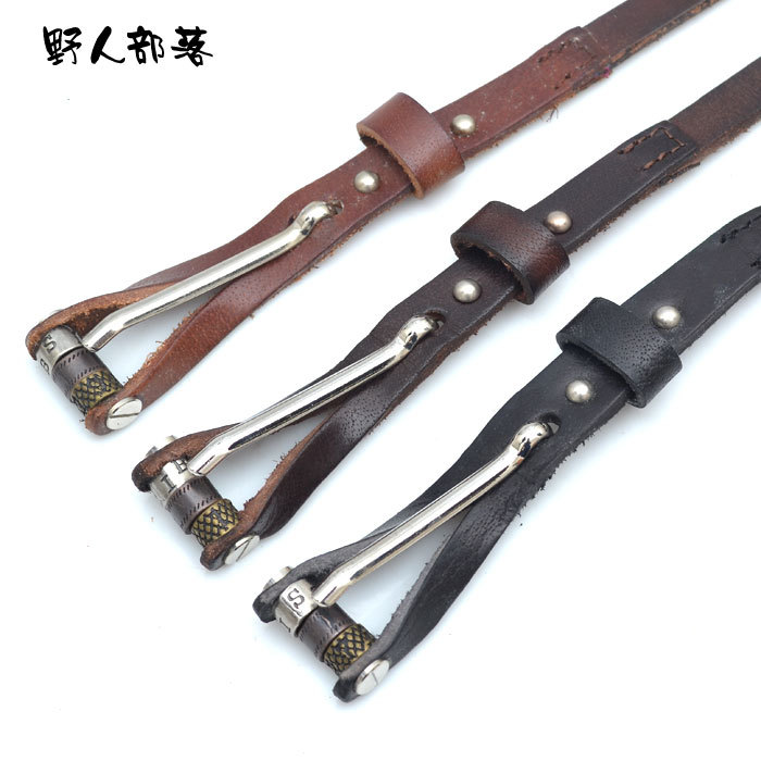 First layer of cowhide women's thin all-match belt tieclasps decoration vintage genuine leather strap Women 4870