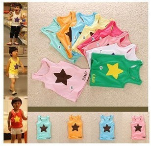 Five-pointed star knitted t-shirt vest 2012 summer child baby boys clothing girls clothing