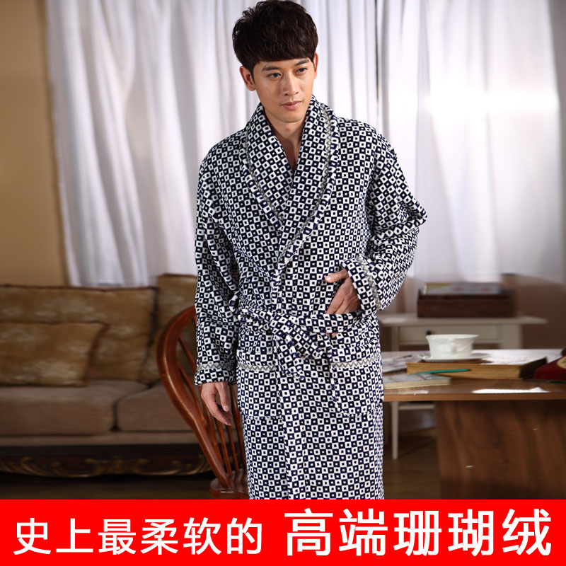 Flannel coral fleece high quality autumn and winter robe bathrobes lounge