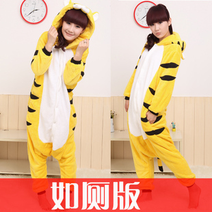 Flannel one piece sleepwear cartoon tiger lovers lounge autumn and winter thickening plus size