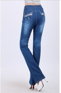 Flared trousers new broad leg micro elastic jeans took high waist high-grade jeans