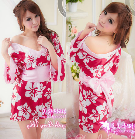 Flirt women's sexy underwear female sexy sleepwear robe bathrobes romantic print japanese style kimono