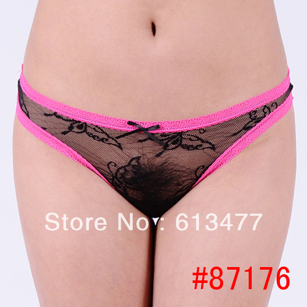 Floral G-string Sexy Lingerie Women Panty lace Underwear Lady Thong  Intimate Wear, g string for women,different color 87176-1