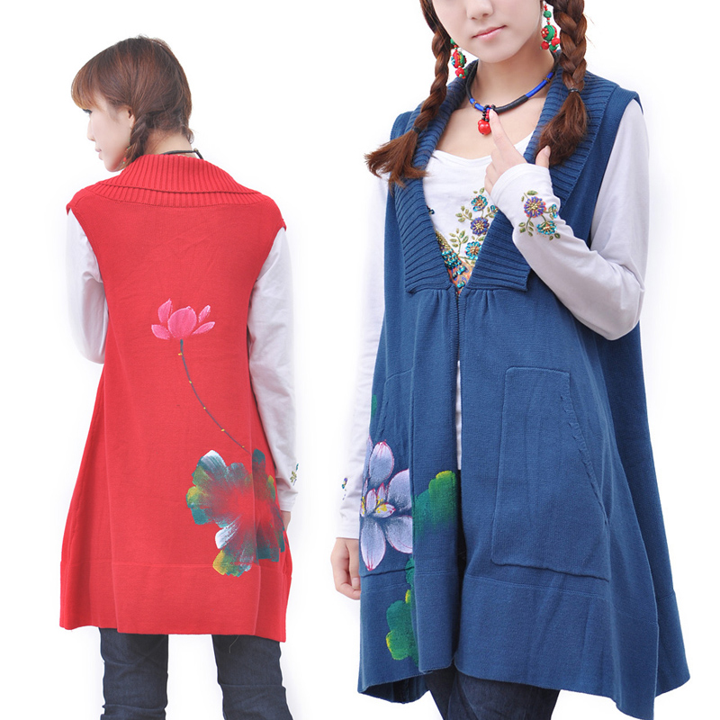 Flower 2012 women's original design national trend sweater cardigan