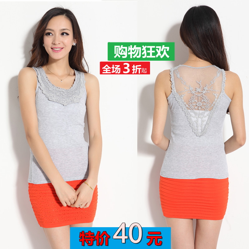 Flower 2013 summer new arrival 100% cotton vest female basic decoration all-match lace small vest