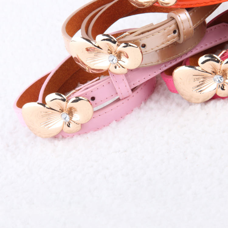 Flower diamond buckle women's japanned leather thin belt women's strap