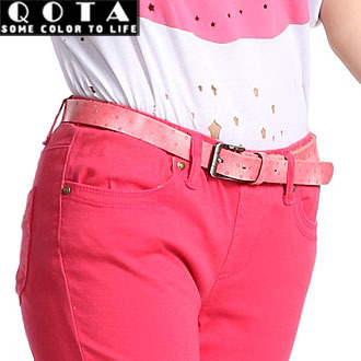 Flower fashion genuine leather thin belt strap school wear the trend of female red all-match sb's belt