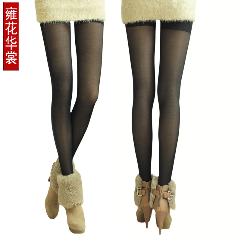 Flower fleece legging socks meat autumn and winter thermal stockings sexy