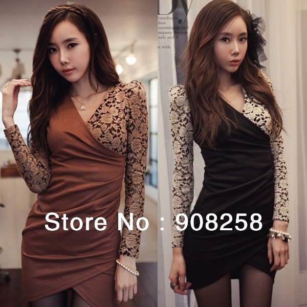 Flower Lace Patchwork Flora Dresses Long Sleeve Designer Casual Sheath Sexy Women Mini Dress