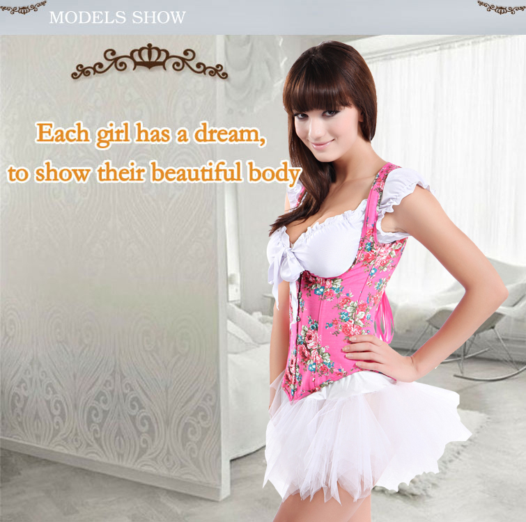 Flower underbust corset  set free shipping