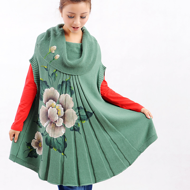 Flowers in autumn and winter fashion mm loose knitted short-sleeve gowns, sweater geometry