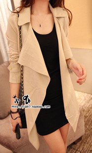 For female elegant turn-down collar irregular trench Coat outerwear Windbreaker