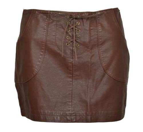 Forever821 coffee vintage straps PU short skirt leather skirt bust skirt 2292