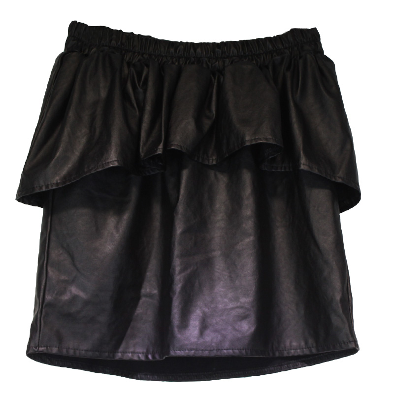 Four seasons all-match slim short skirt bud skirt leather skirt