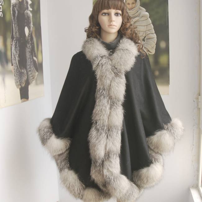 fox fur cashmere cape