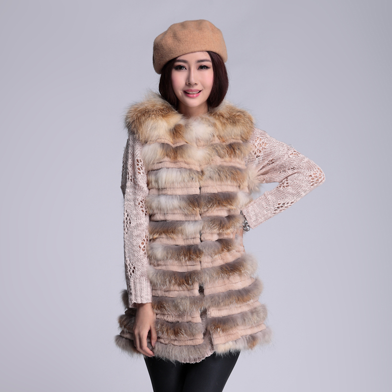 fox fur outerwear women's gradient color medium-long  fox fur vest Free shipping EMS TF0354