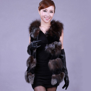 fox fur rabbit fur patchwork outerwear women's sleeveless natrual fox fur vest Luxurious fur coat