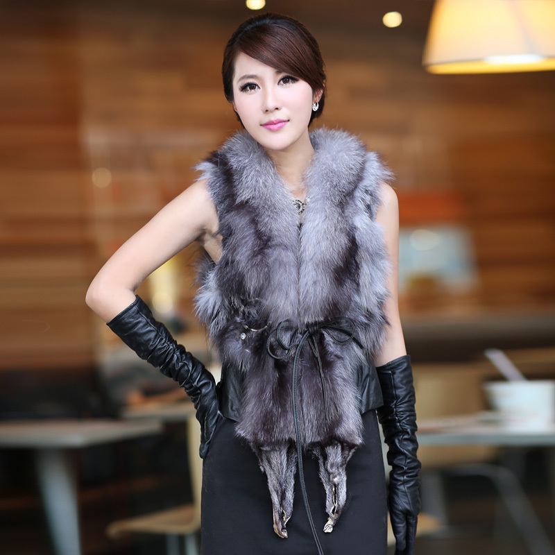 Fox fur vest outerwear fox fur vest sleeveless fur vest a-3511