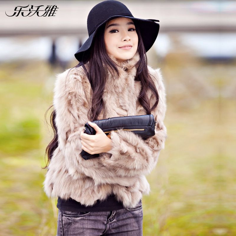 Fox fur women fur coat blue fox wool fur overcoat 2012