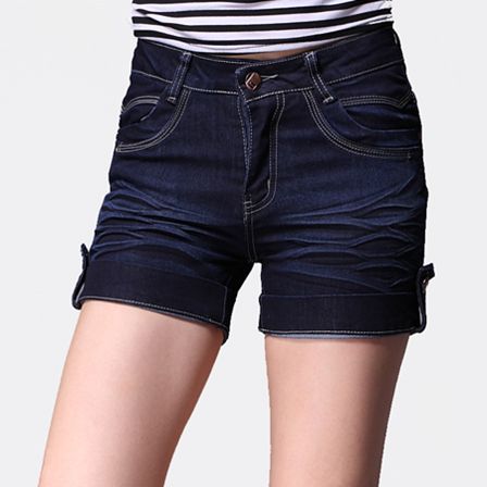 Frank.J Elastic mid waist plus size jeans shorts pants denim shorts female shorts plus size free shipping