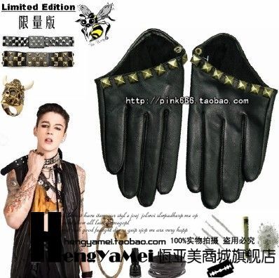 Free delivery Gloves fashion short design soft leather gloves jazz dance personalized gloves