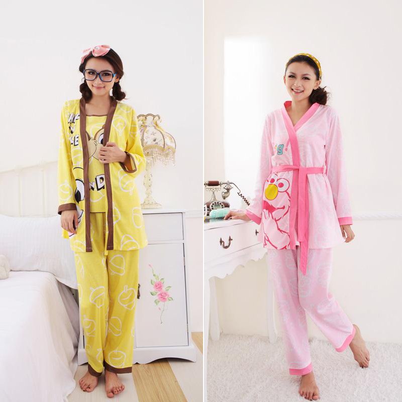 Free delivery models fall cotton cartoon long sleeve three-piece pajamas home service package