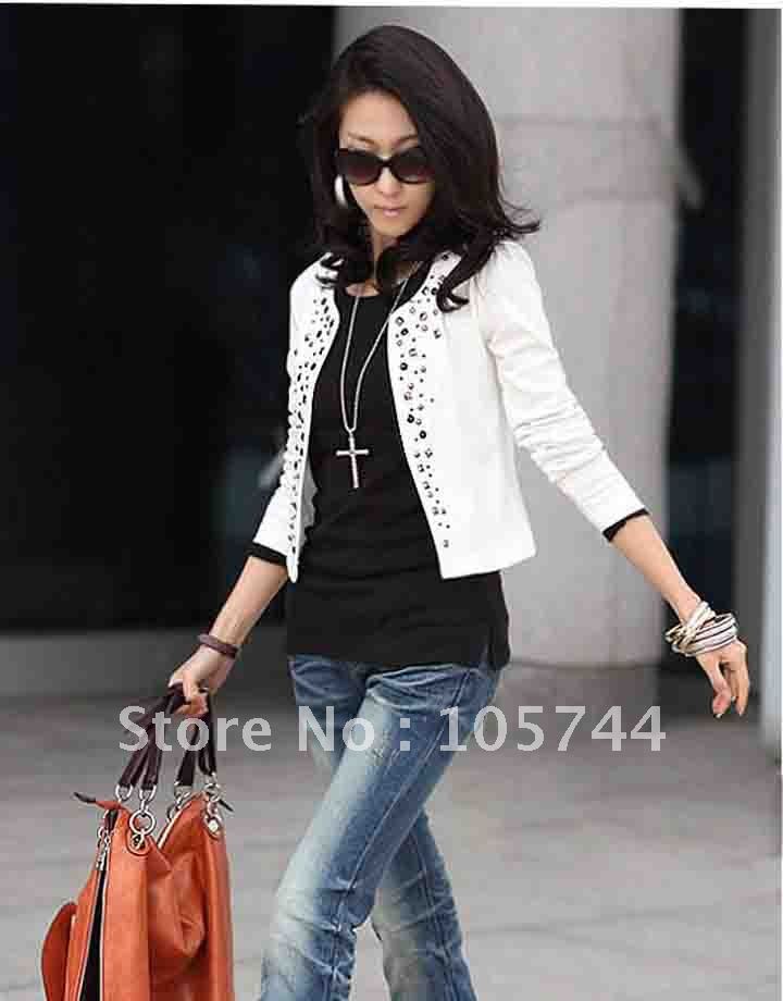 Free/Drop shipping promotion fashion lady jacket,2 colors(black,white)size M,L,XL high quality jacket suits1pc/lot fast delivery