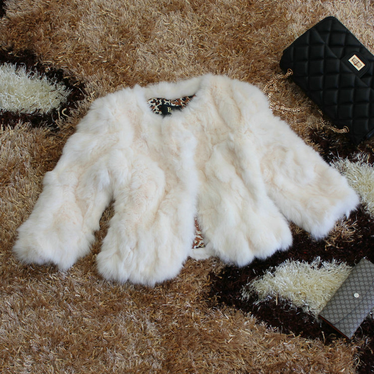 free EMS shopping 2013 women's ladies slim short design rabbit 100%fur coat 5color s-xl