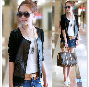 Free Fhipping 2013 spring and autumn new elegant fashion design long sleeve ladies patchwork  jacket coat, ladies blazer