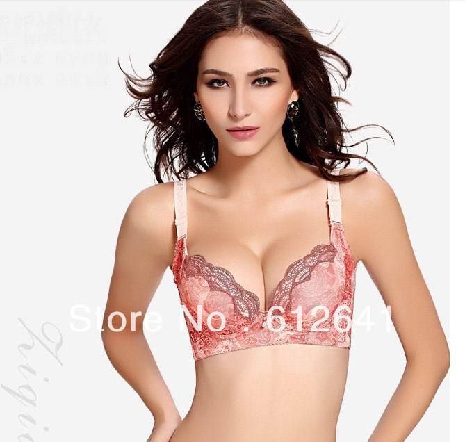 Free Hongkong Post!! New Luxury Fan-shaped Edging Push Up Bra Padded With Gel Bag Massage Balls