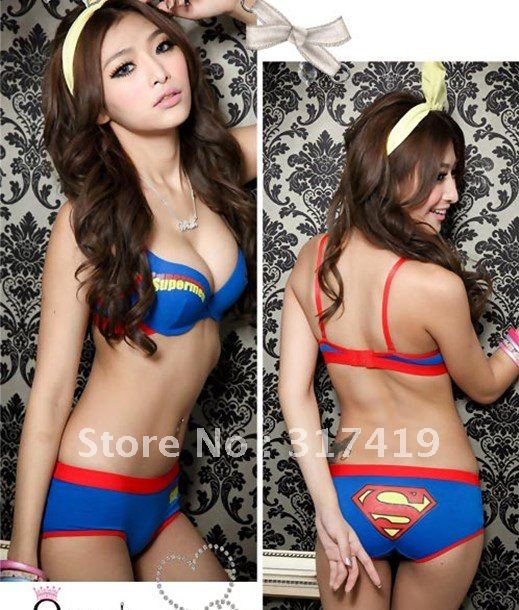 FREE Lady women's bra set gather lacteal bikini underwear bras Nude blasting lingerie superman intimates sport corset dress sexy