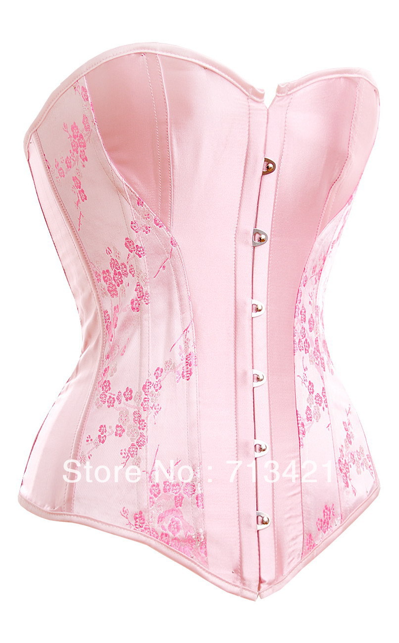 Free P&P Sexy Women Corset+G String Set.Moulin Rouge Corset, Stain Lace Up Pink Costumes Sexy Shaper for women XXL