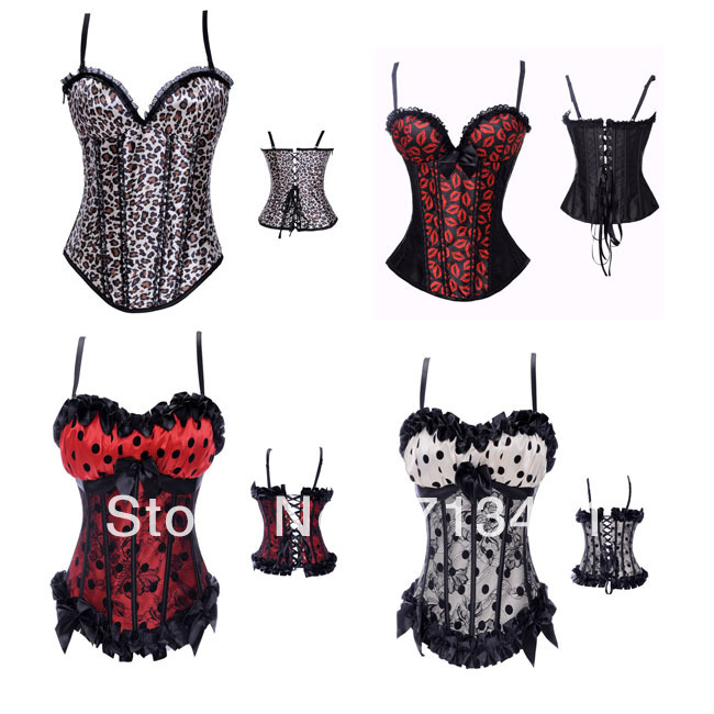 Free P&P sexy women corsets+G string Sets,Dots Printing Corsets,Strap Bodysuit,Sexy Shaper for women Plus Size  XXL