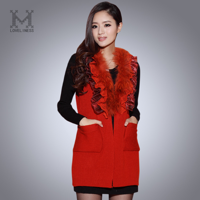 Free postage 2012 trend cardigan sleeveless big lace decoration sweater vest