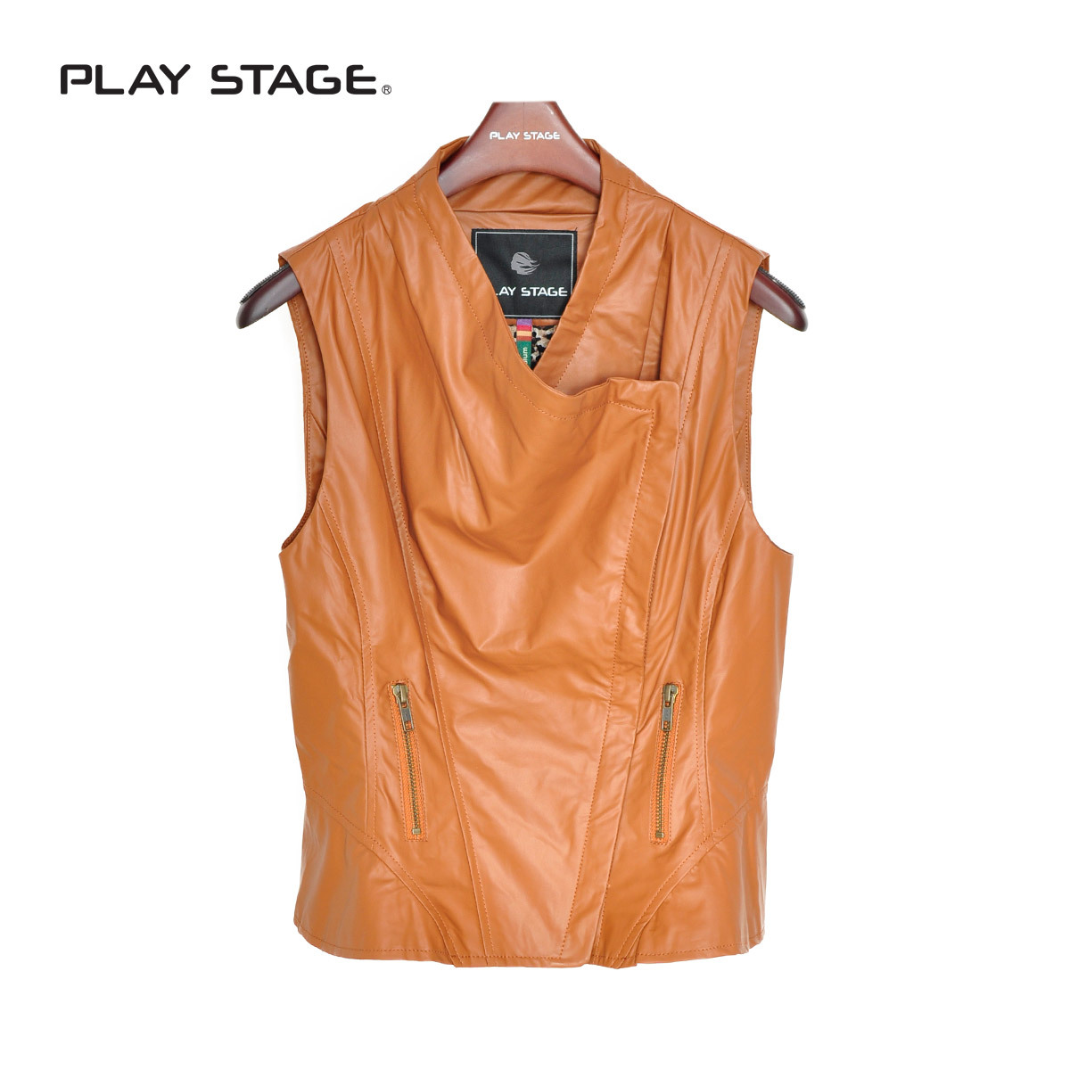 Free postage 2012 winter fashion popular motorcycle leather vest women's short design slim vest