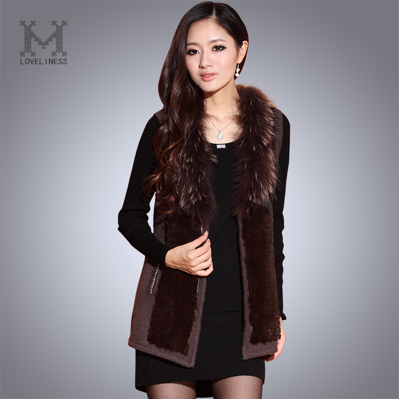 Free postage 2012 women's slim fur collar vest solid color sweater nobility elegant vest 6910