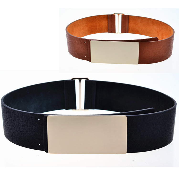 Free postage All-match metal plate women's belt genuine leather cummerbund female strap wide belt decoration