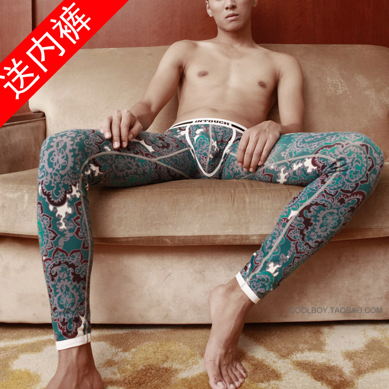 Free postage Intouch fashion chinese style male tight low-waist thermal long johns underwear legging