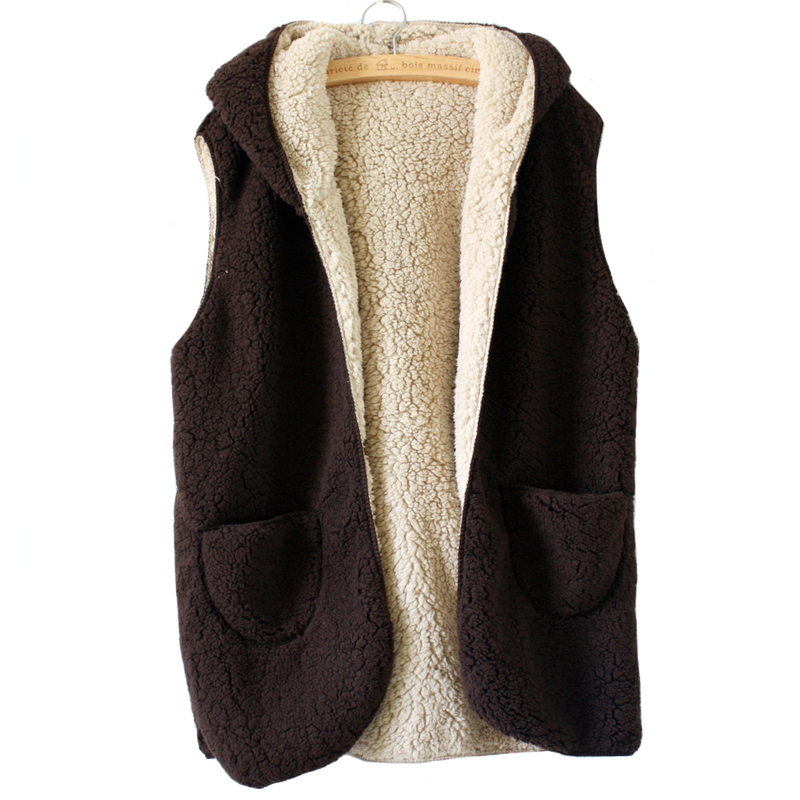 Free postage Loose thickening berber fleece plush with a hood double faced vest vest cardigan