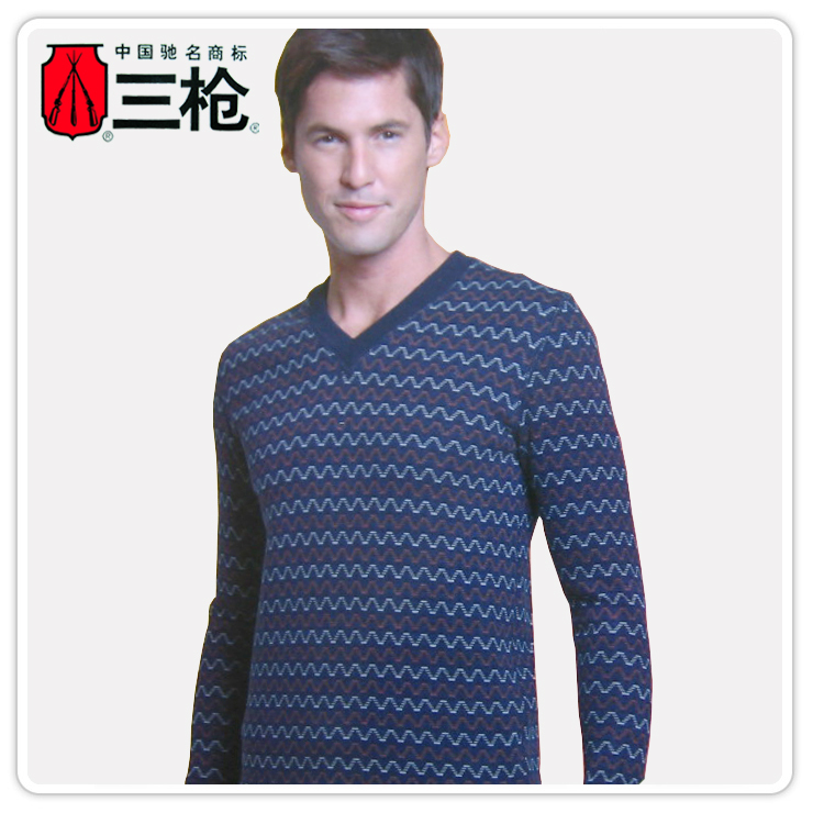 Free postage W dragon velveteen V-neck male autumn and winter thickening plus velvet thermal underwear set 21815