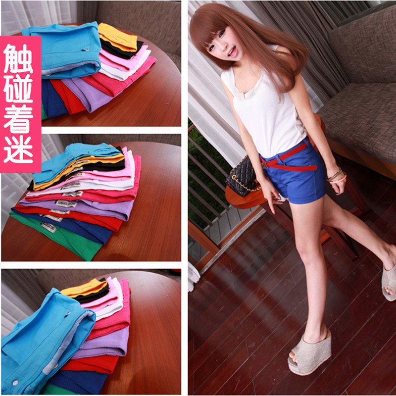 Free services 2012 summer faux denim candy pants plus size multicolour candy color shorts