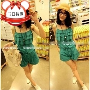 Free services 2012 women's spaghetti strap jumpsuit shorts