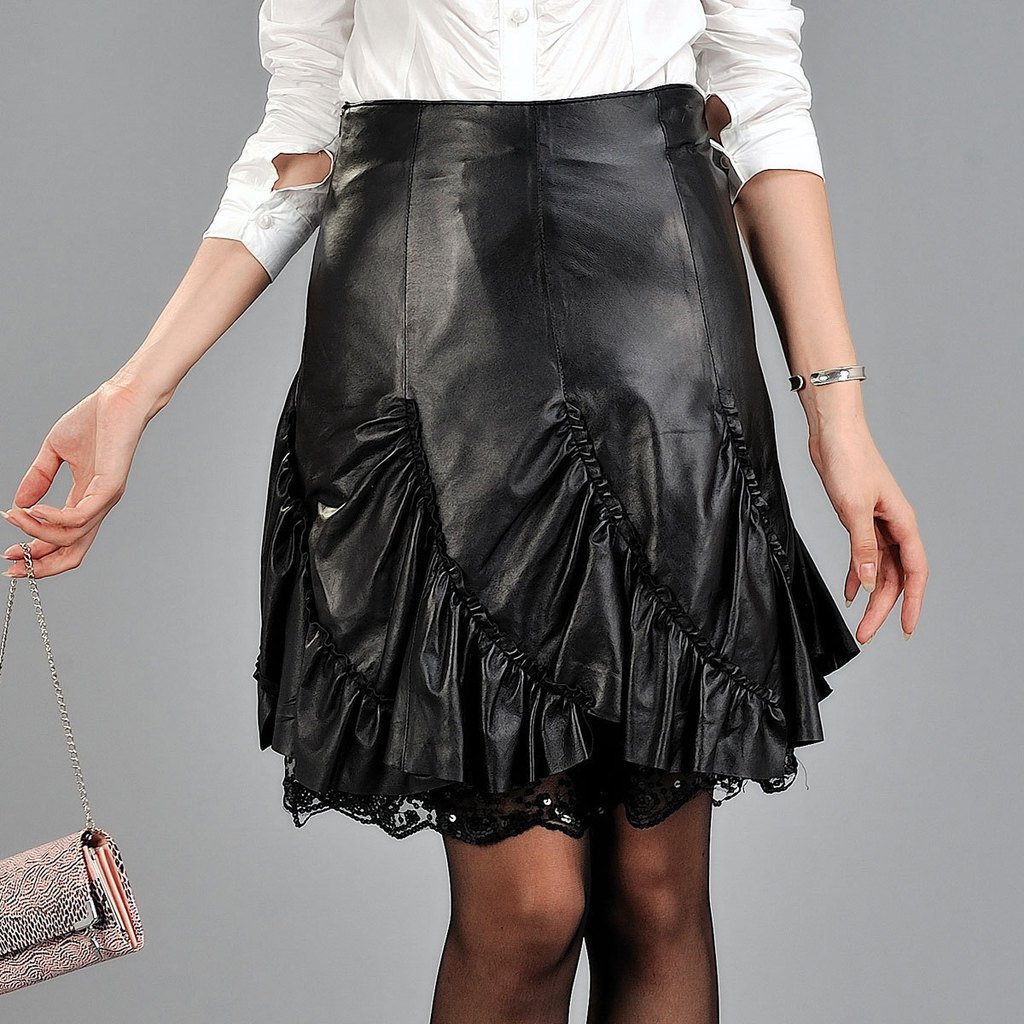 free ship 2012 high quality sheepskin genuine leather skirt bust skirt genuine leather skirt lace