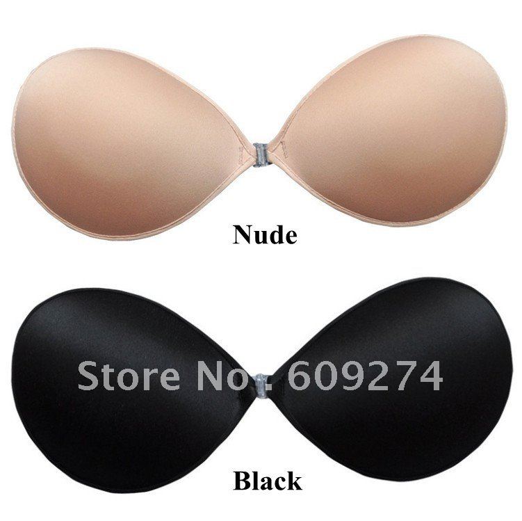 Free Ship 2012 Sexy Nude Black Strapless Backless Invisible Self-Adhesive Silicone Breast Bra Pad 4 Cup Underwear