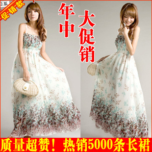 free ship 2012 summer spaghetti strap bohemia full dress bohemia dress tube top one-piece dress bohemia