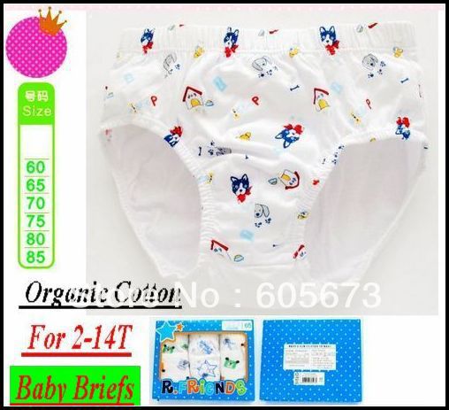 Free Ship 36Pc/Lot New Organic Cotton Boys Briefs Gift Box Baby Pants Girls Underwear Briefs Baby Underpant For 2-14T (NO:0087)