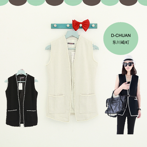 free ship High quality sewing c handmade pearl vest new arrived