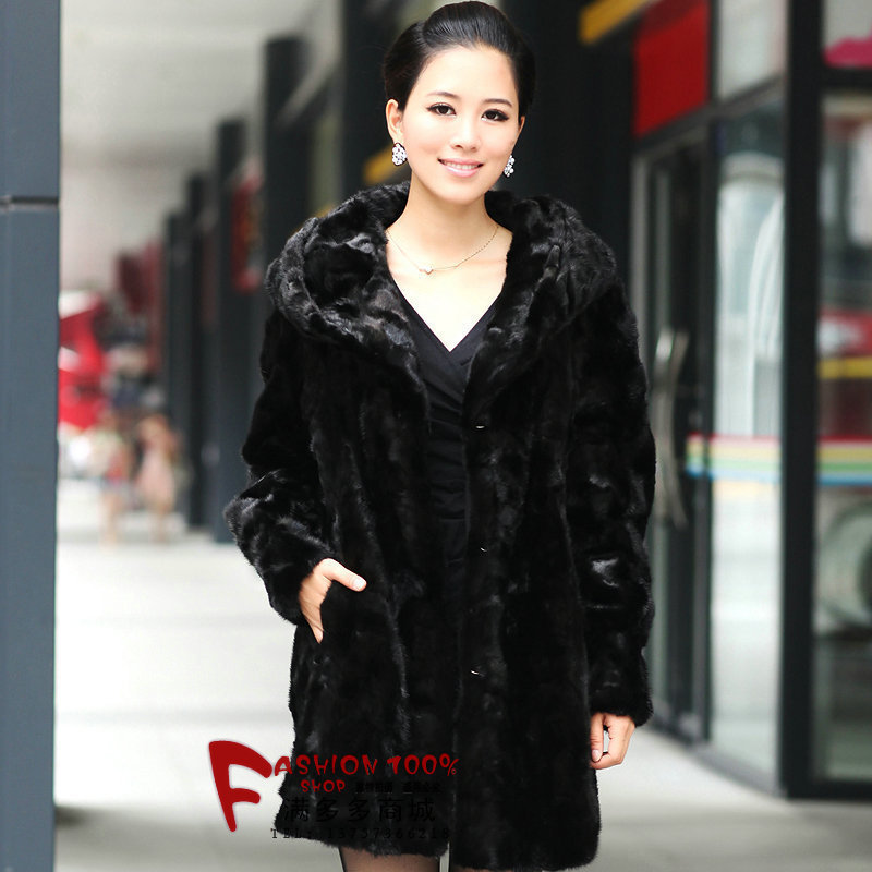 free ship Hooded fight mink outerwear mink women's Women long design fur coat overcoat XS S M L XL XXL XXXL XXXXLSIZE