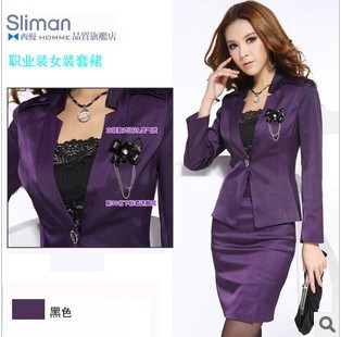 free ship! HOT!  purple, cotton+polyester,100% high class, OL's  Skirt Suits, women's Blazers+skirts